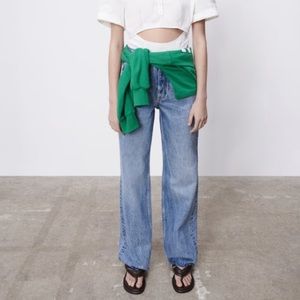 ZARA WIDE LEG FULL LENGTH JEANS